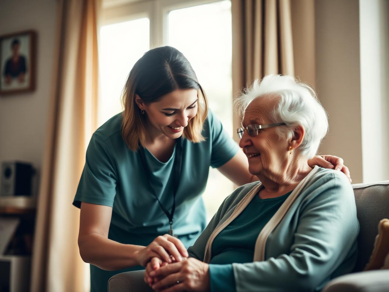 Support worker assisting a participant with daily activities at home